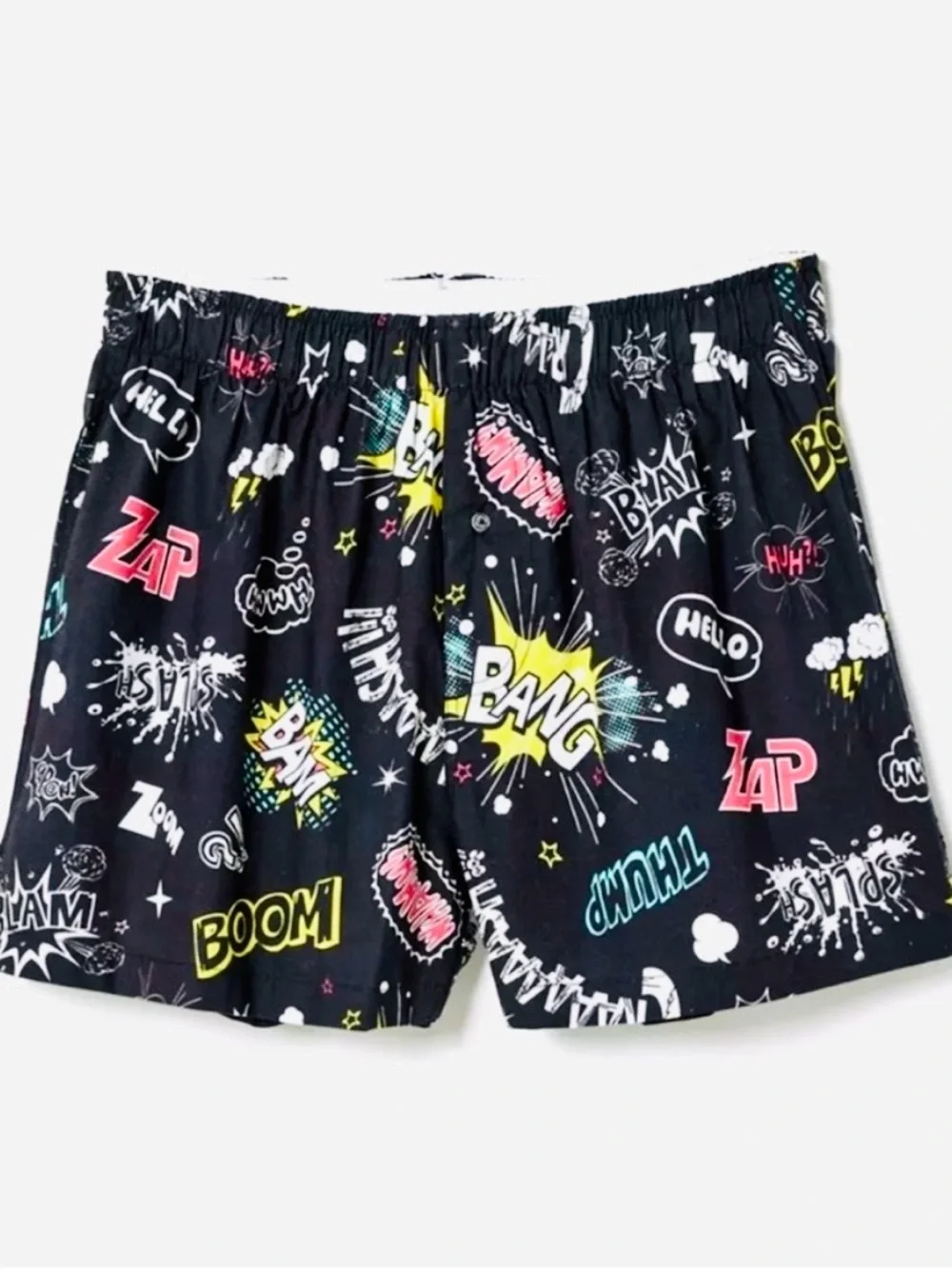 Urban Outfitters Black Cotton Boxer Shorts M Comic Graphic Print